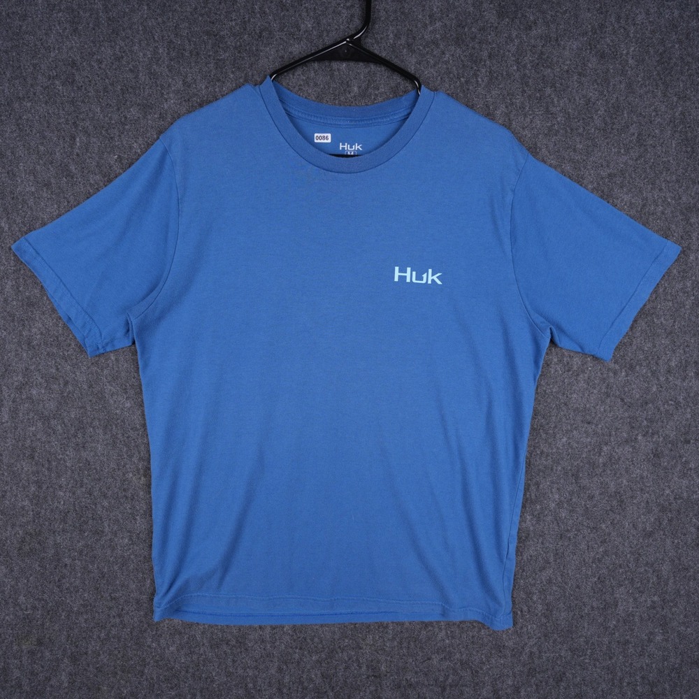 Huk Graphic Tee Mens Size M Blue Excellent Marlin Fishing Short Sleeve T-Shirt